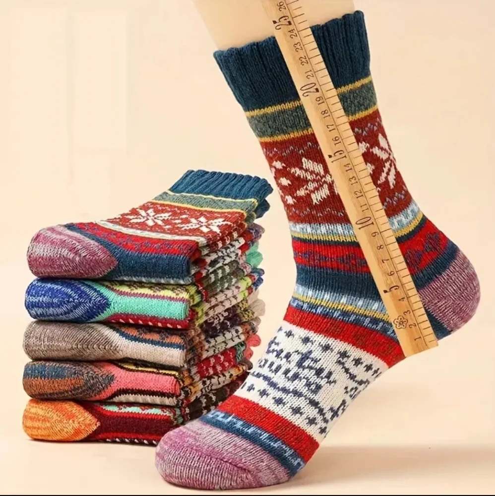 Multicolor Patterned Socks Unisex Five Pairs - Picture 2 of 4